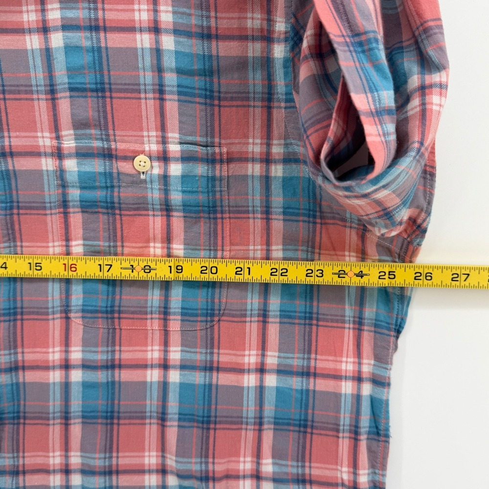 $158 NEW Faherty Brand Sun Berry Plaid Tropical Cotton Shirt XXL Pink Blue - Picture 8 of 9